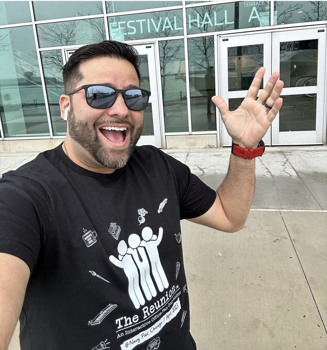 OfficeReunion's tweet photo. (Merch Sneak Peek) And walking through the Navy Pier Festival Hall Preparing for The Office Reunion Con April 22nd and 23rd! Tickets on sale now! #chicago #theoffice #theofficereunion #reunioncon #Dundercon https://t.co/SDq2m1fYih