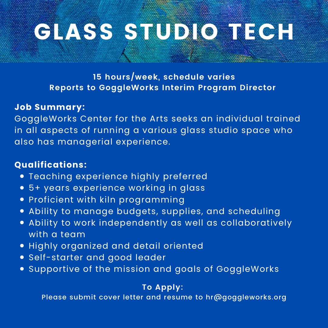 goggleworks's tweet image. GoggleWorks is growing and looking for passionate team members to add to our incredible staff. Swipe to see an overview of each position and go to goggleworks.org for a full job description and apply today!
#goggleworks #jobopportunities #teamwork #jobopening #interviews