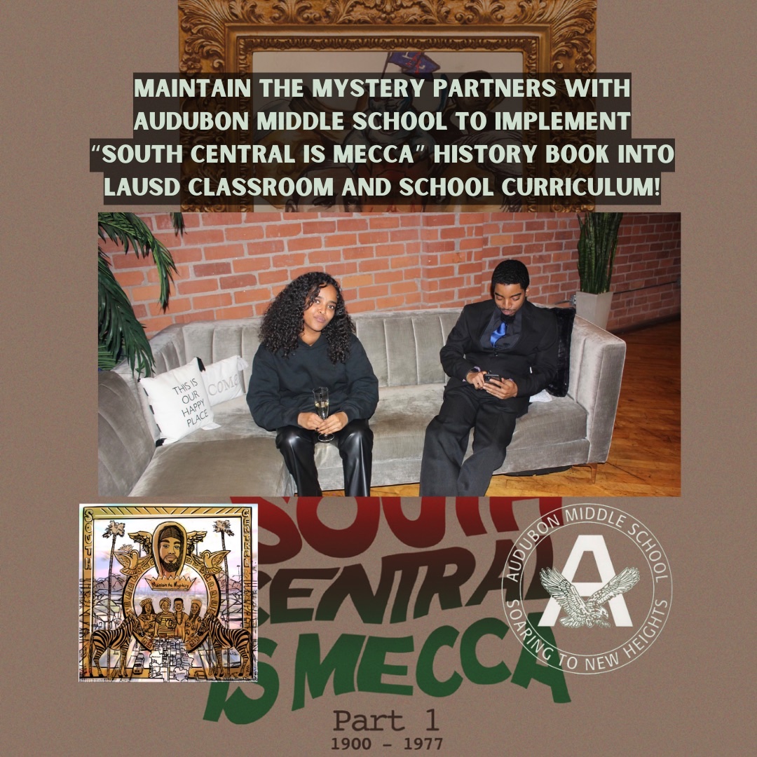 DeMarcoSmith's tweet photo. BREAKING: Maintain The Mystery have officially partner w/ Audubon Middle School to become the First School in the country to implement “South Central Is Mecca” History &amp; Coloring Books into LAUSD Classroom &amp; School Curriculum!

Alongside “In Class Lesson Plan” presented by MTM. https://t.co/KKJQCggNPR