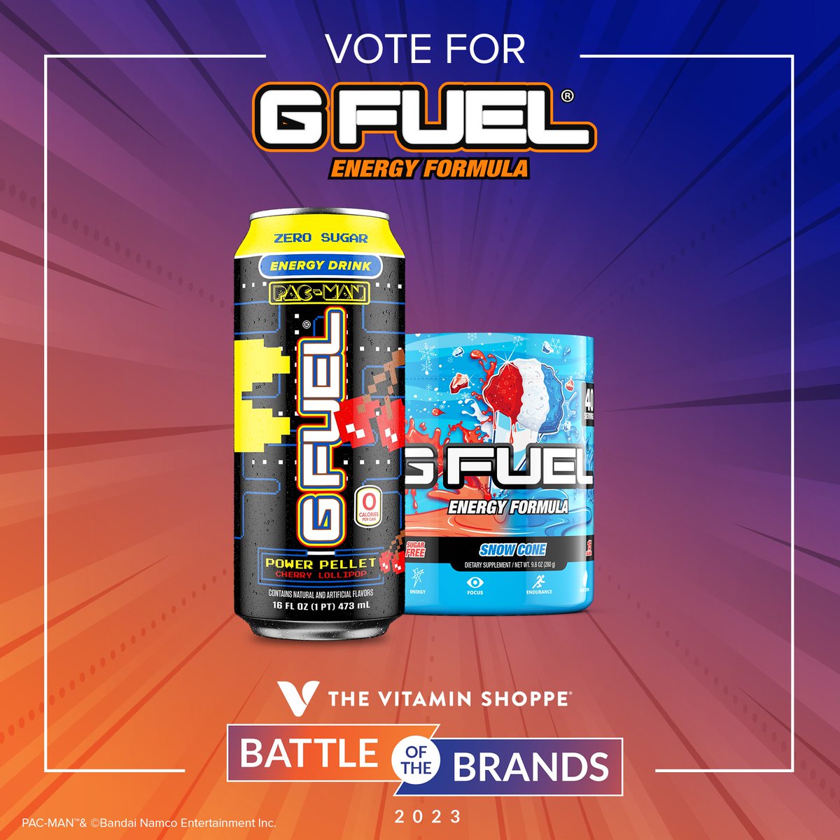 🗣 #GFUEL FAM! Our name has officially been put in the hat for <a href="/VitaminShoppe/">The Vitamin Shoppe</a>'s #BattleOfTheBrands!!! VOTE FOR US below &amp; let's WIN THIS THING! 🤩👇  

🧡 𝗟𝗜𝗞𝗘 + 𝗥𝗧 to win a #VitaminShoppe ITEM of your choice! 2 winners picked tomorrow!

🏆 𝗩𝗢𝗧𝗘: GFUEL.ly/vitamin-shoppe…