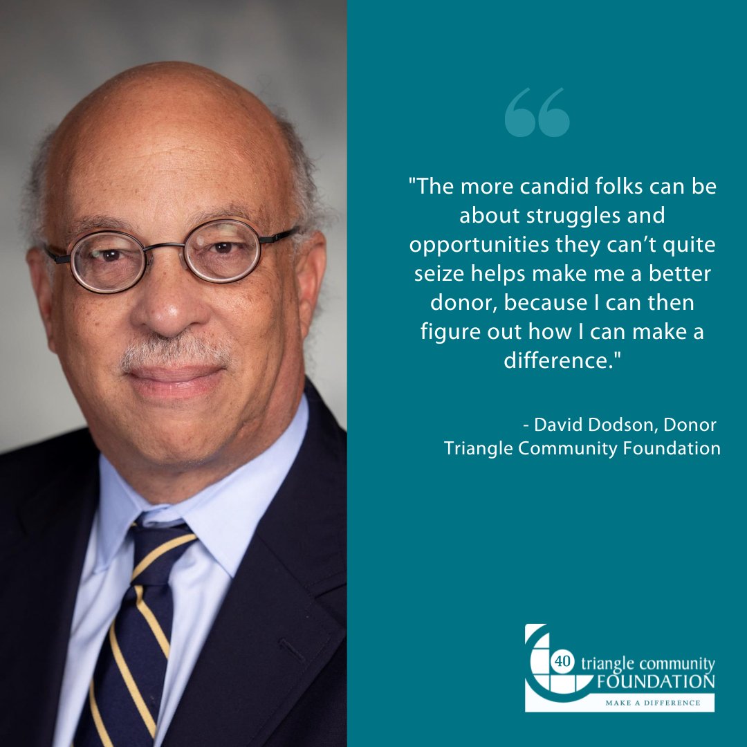 David Dodson exemplifies the term “servant leadership,” through his work at <a href="/Cummins/">Cummins Inc.</a> and <a href="/MDCinc/">MDC</a>, &amp; now in retirement, focusing his attention on Durham, the place he has called home for over 35 years. Read David's story: bit.ly/41wKtMc  #TCF40Years