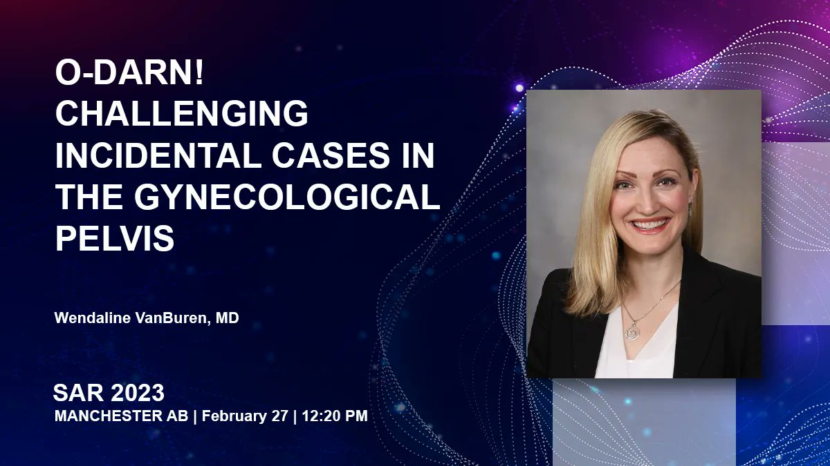 Mayo Clinic Radiology (@mayoradiology) on Twitter photo Don't miss "O-Darn! Challenging Incidental Cases in the Gynecological Pelvis" by Dr. Wendaline VanBuren (<a href="/WendalineVB/">Wendaline VanBuren</a>) at 12:20 p.m. today in Manchester AB at #SAR23. #MayoAtSAR23 Don't miss "O-Darn! Challenging Incidental Cases in the Gynecological Pelvis" by Dr. Wendaline VanBuren (<a href="/WendalineVB/">Wendaline VanBuren</a>) at 12:20 p.m. today in Manchester AB at #SAR23. #MayoAtSAR23
