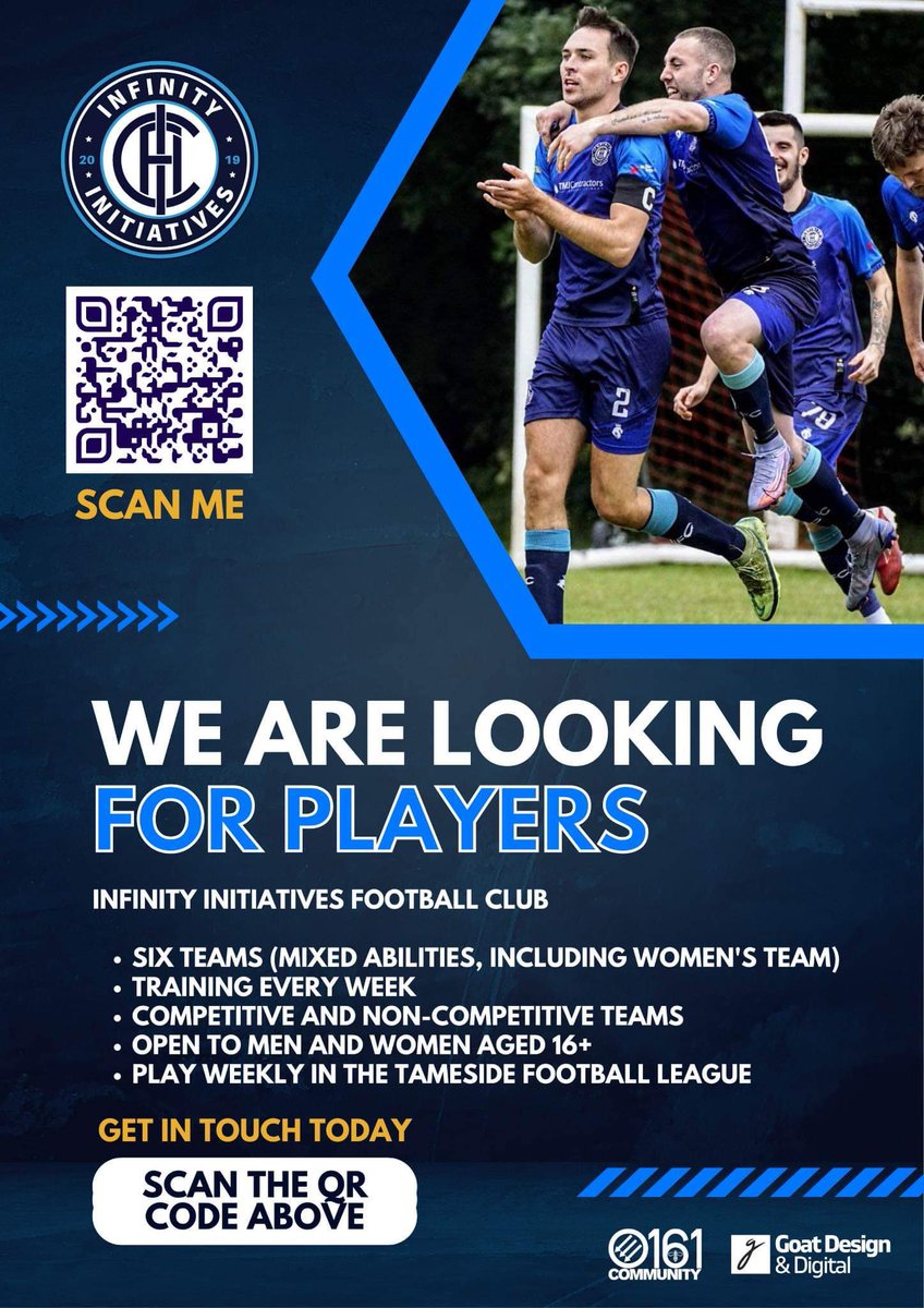 IIFC_Official's tweet photo. We’re looking for players for all 6 of our teams, competitive and none competitive men and women 16 years old +
If you’re interested please do get in touch!
#TheInfinityWay #UpTheBlues https://t.co/oLZ9oBE61z