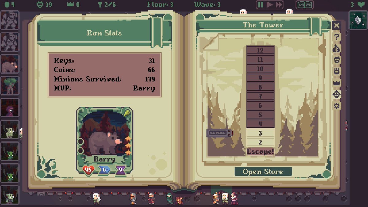 IndieGameADay's tweet photo. Tower Escape by @finalscrewgames, a reverse tower defense roguelite [PC]

The heroes have won! You, a powerful necromancer, have been locked away in a tower, but not for long. Raise an army of minions via deckbuilding and fight your way out!

#indiegames https://t.co/ZN7juQcvFn