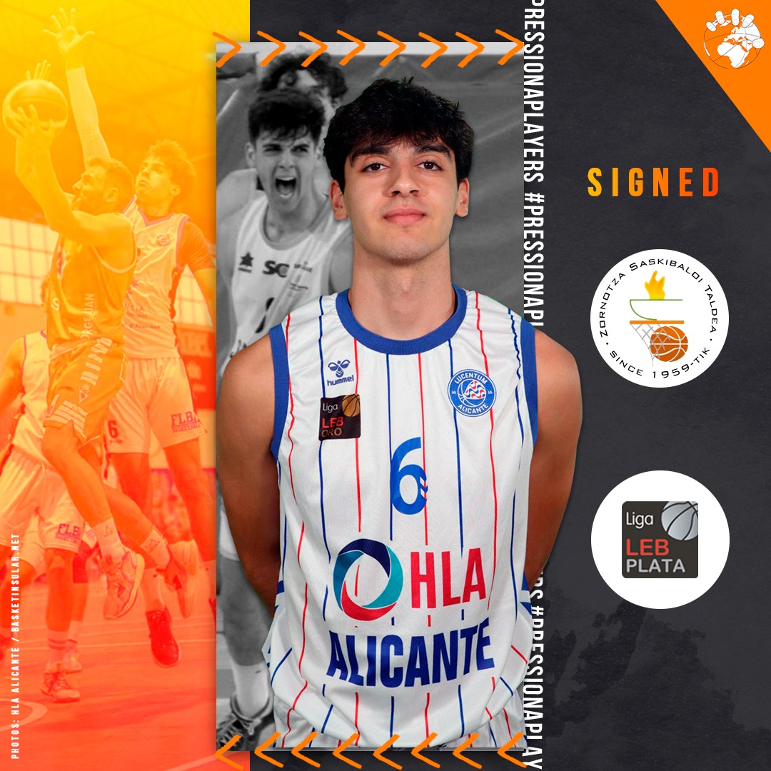 PressionaMgmt's tweet photo. We are happy to announce the agreement between Lucentum Alicante (Liga EBA) and Zortnotza (LEB Plata) so that Xabi López (2004) will play for them until the end of the season. 

New team, new challenge! 

Congratulations Xabi!!

#PressionaPlayers⚒️ 
#PressionaDNA🧬 https://t.co/zHhem5orUh