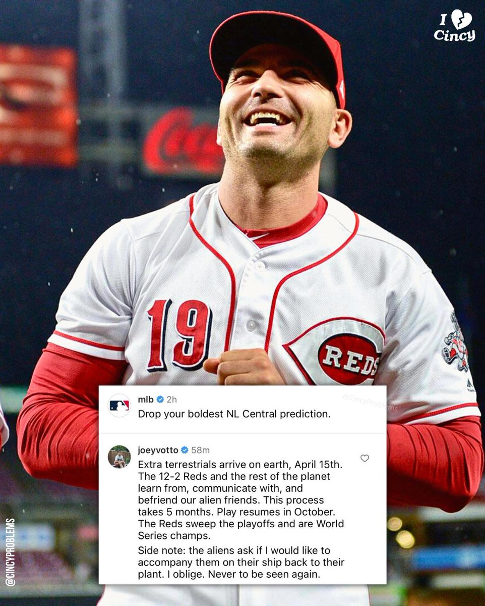 Joey Votto has a pretty bold prediction for this year 😂🛸 #Reds