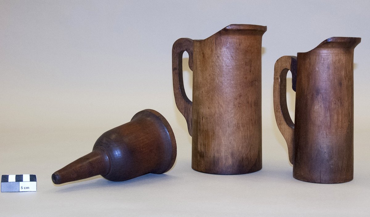 visitpama's tweet photo. These sets were sold to merchants for measuring cider, vinegar and other liquids in the late 1800s. They were manufactured by Cane's Woodware, a company from Newmarket.

#CommunityForLife #PeelRegion #VintageObjects #MuseumArtifacts #DidYouKnow https://t.co/shJmSH1Fyv