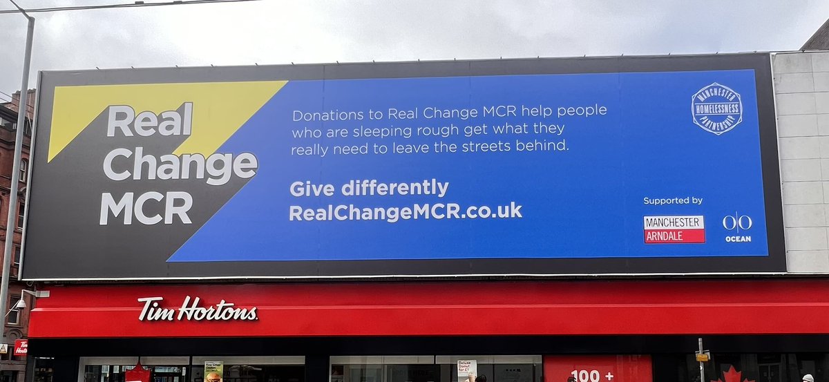 Thank you @manarndale & @OceanOutdoorUK for supporting @RealChangeMANC to help people sleeping on the streets of #Manchester into safe, secure homes #GiveDifferently #EndHomelessnessMCR