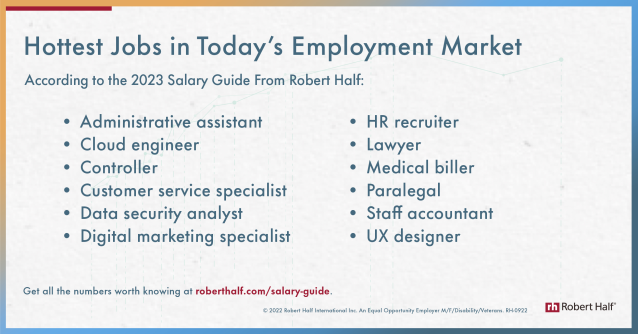 JobsLexingtonKY's tweet photo. Are you a UX designer? HR recruiter? Controller? Then you’re in luck! According to the 2023 Salary Guide by Robert Half – you're in high demand! DM me for details. #NumbersWorthKnowing https://t.co/WU3BTcIByF https://t.co/JzMGAAfVmc