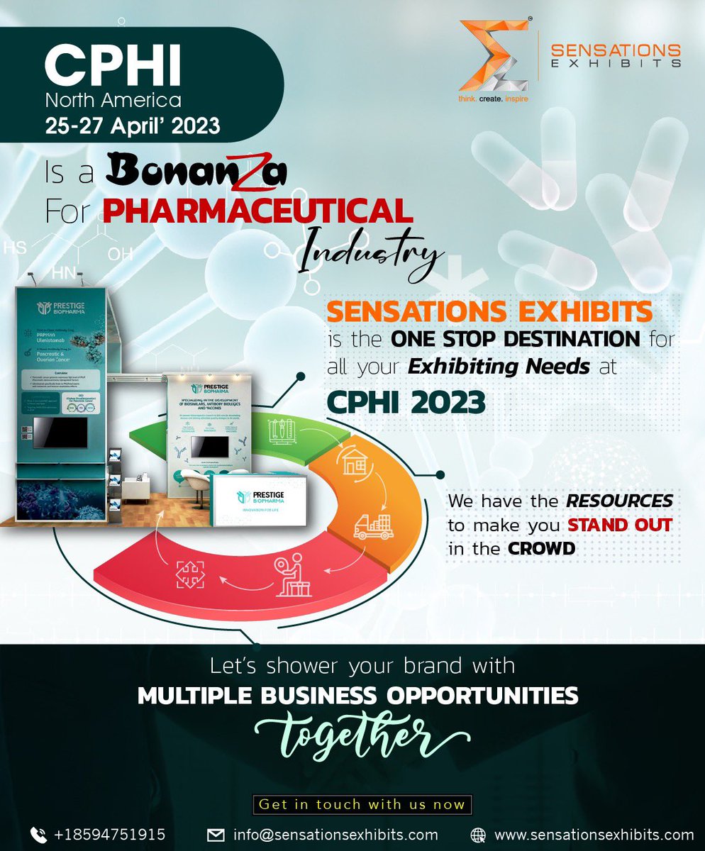 With years of experience in the industry and a passion for creativity, we are the perfect partner to bring your brand to life at the upcoming @CPHI_Events 2023.

Connect now: sensationsexhibits.com/cphi-north-ame…

#SensationsExhibits #exhibition #america #Tradeshow #trends #tradeshowtrends