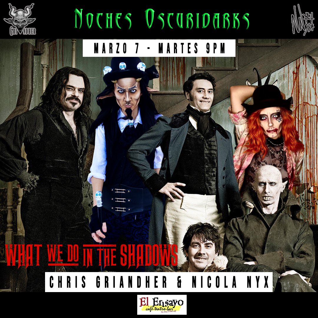 c_griandher's tweet photo. Próximo Martes 7! @ensayorp 

A ver pelis y Drag Show Oscuridarks (double feature) por sus Hosts @nicola_nyx &amp; ME! ❤️‍🔥🖤

“What We Do in the Shadows” (Vampiric Mockumentary) https://t.co/7KjaHaOfFP