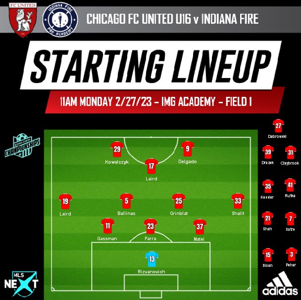 ChicagoFCUnited's tweet photo. The #FCUMLSNext U16 boys are up 3-0 at the start of the 2nd half at the National Academy Championships at IMG in FL. This is the NAC Final v Indy Fire. https://t.co/dHPeXU2Xn9
