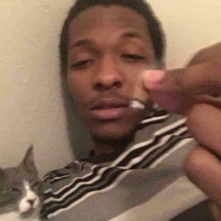 when you don't have friends so you spark up with ur cat.