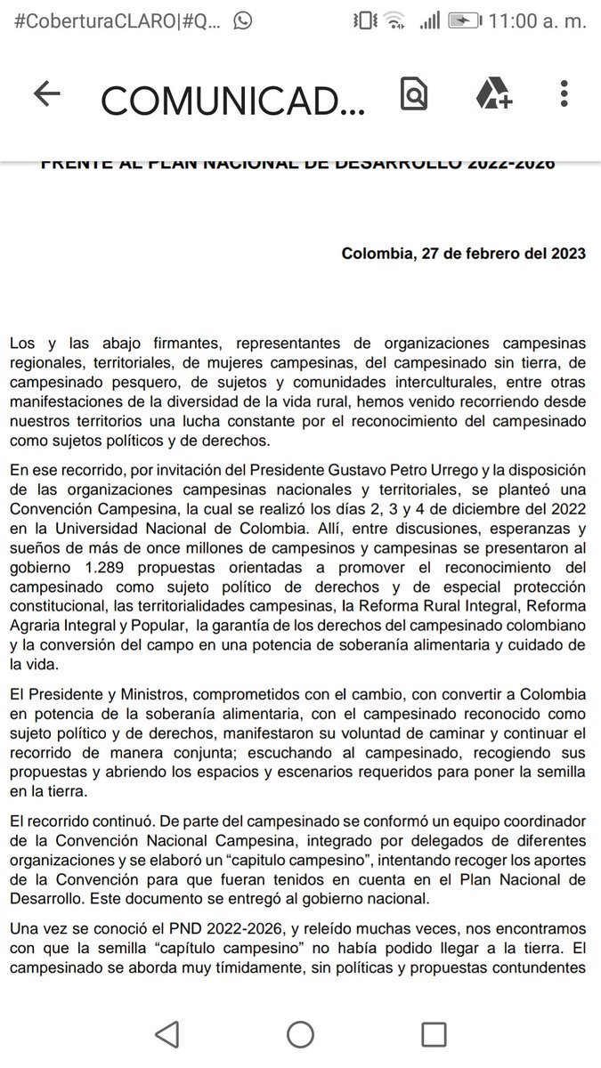 CesarJerezM's tweet photo. #LeRecomiendoAlPresidente incluir en el articulado de Plan Nacional deDesarrollo las propuestas de la #ConvenciónCampesina Necesitan ser vinculantes y financiadas para avanzar en Reforma Rural Integral y derechos campesinos @petrogustavo @CeciliaLopezM @GerardoVegaMed @BaluarteNC https://t.co/axciHnJuJM
