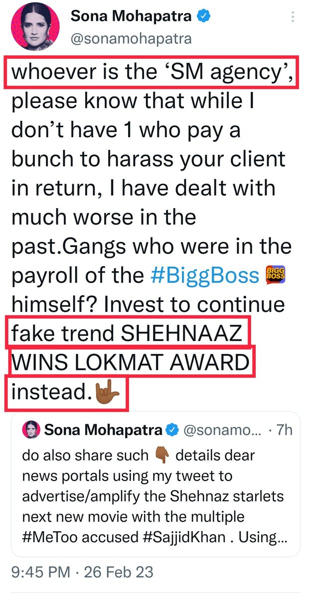 XnitXpose's tweet photo. .#SonaMohapatra spitting facts💯
#ShehnaazGill gives Farmhouse service, to get money &amp; roles.
Everyone knows abt her SM PR agency &amp; PAID supporter BOTS.
Her FAKE Twitter trends limp, since Elon removed bots.
Pervert FakeNaaz "supports" 🍑🍆pervert #SajidKhan in exchange for role. https://t.co/qkRlL8lK2J