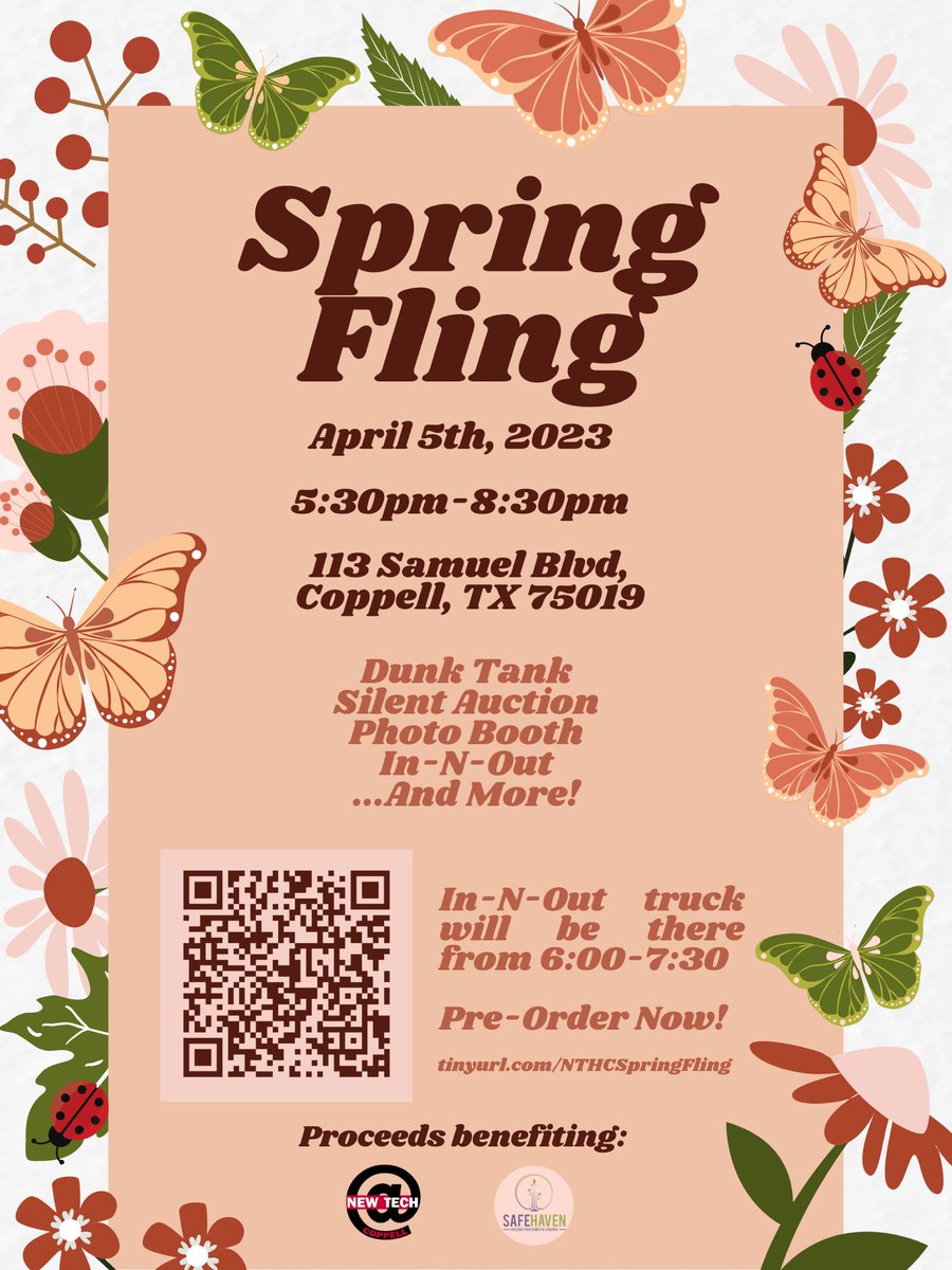 SPRING FLING!! 🌸✨Come join us April 5th from 5:30 to 8:30 PM for the BEST spring community event of the season! 🌼 Open to everyone! 🌷All proceeds go to NTHC@C and Safe Haven! 🌻 SEE YOU THERE! #SpringFling #NTHCinspire #CISDWorkingTogether #LearnerLeadershipCouncil