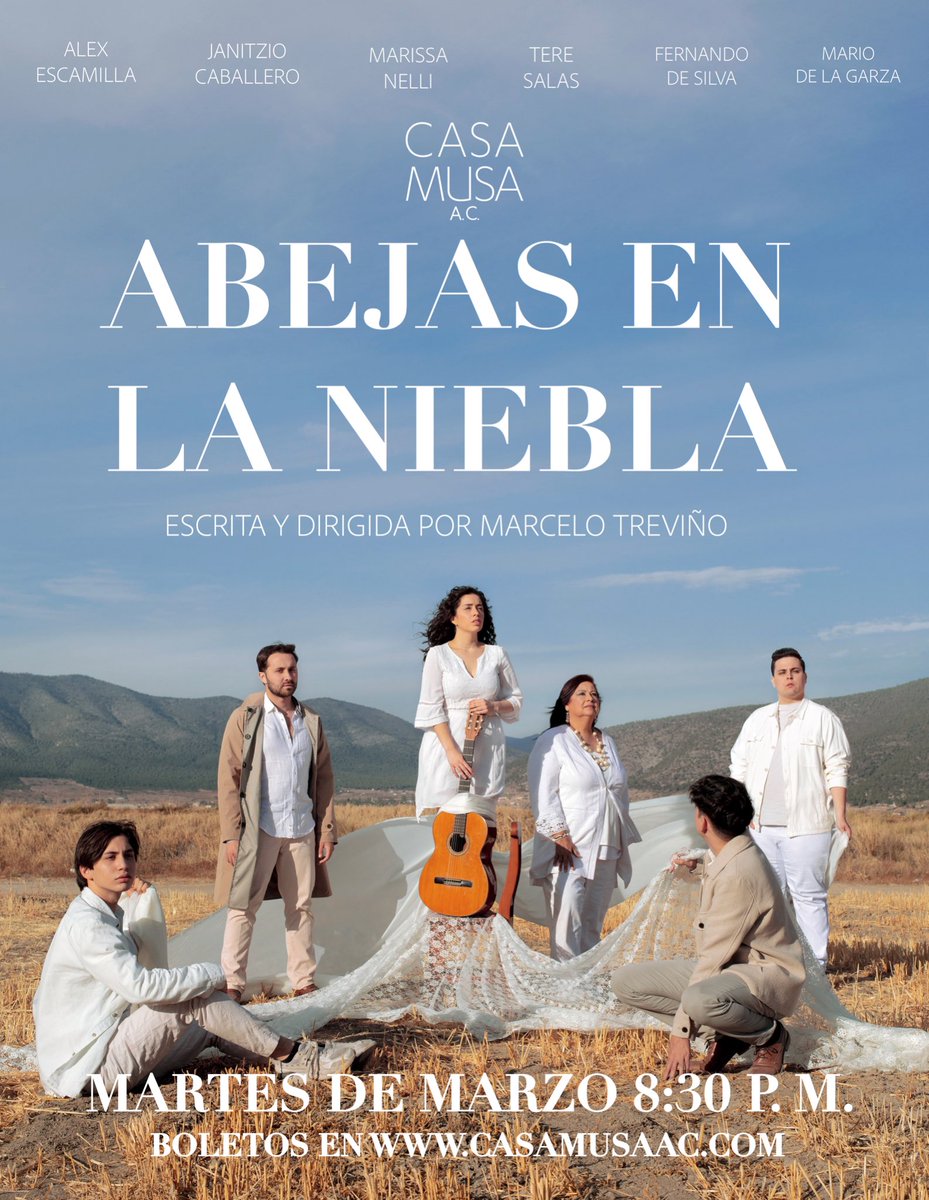 mariodelagza's tweet photo. ¡Regresamos al teatro! 🎭 Me emociona mucho compartirles que soy parte del elenco de “Abejas en la niebla”, una obra sobre la desaparición de una cantante americana llamada Connie Converse en 1974. 🐝

Los esperamos en @CasaMusaMx los martes a las 8:30pm a partir del 7 de marzo. https://t.co/IjxyTxzZyL