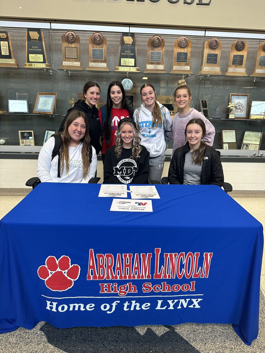 alhslynxdance's tweet photo. Today Maggie signed her letter of intent to continue her education and dance career at Morningside! We are so proud of you and can’t wait to see what you do next! ❤️💙 https://t.co/M68oI6iEoF