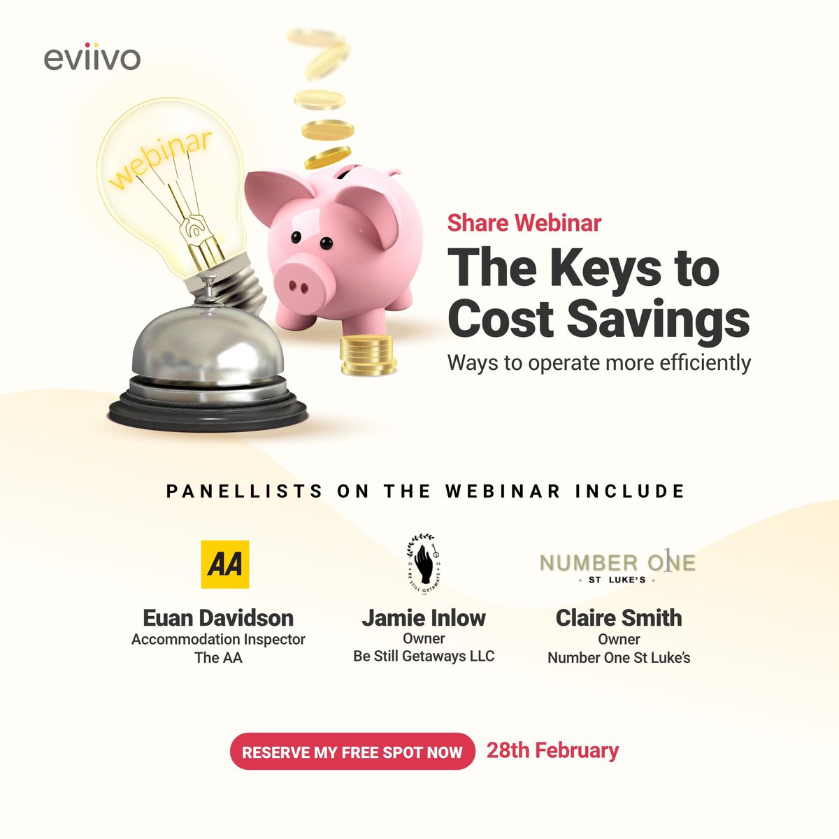 Global risings costs? We've got you covered🙌
eviivo can help improve savings and efficiency for your accommodation. Join our free webinar for practical tips to keep down costs this season🎉😀 

*Feb 28. Register now!*: bit.ly/3Kvd6Du

#marketingtips #savings #airbnbtips