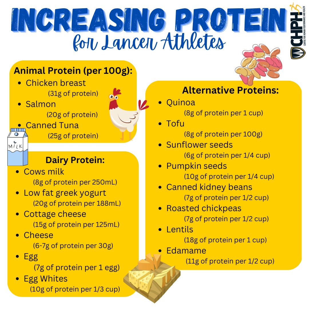 CHPHUWindsorKIN (@chphuwindsorkin) on Twitter photo As playoffs continue for Lancer athletes, protein intake is critical! Here are some ways to increase protein in your diet with corresponding serving sizes. As playoffs continue for Lancer athletes, protein intake is critical! Here are some ways to increase protein in your diet with corresponding serving sizes.