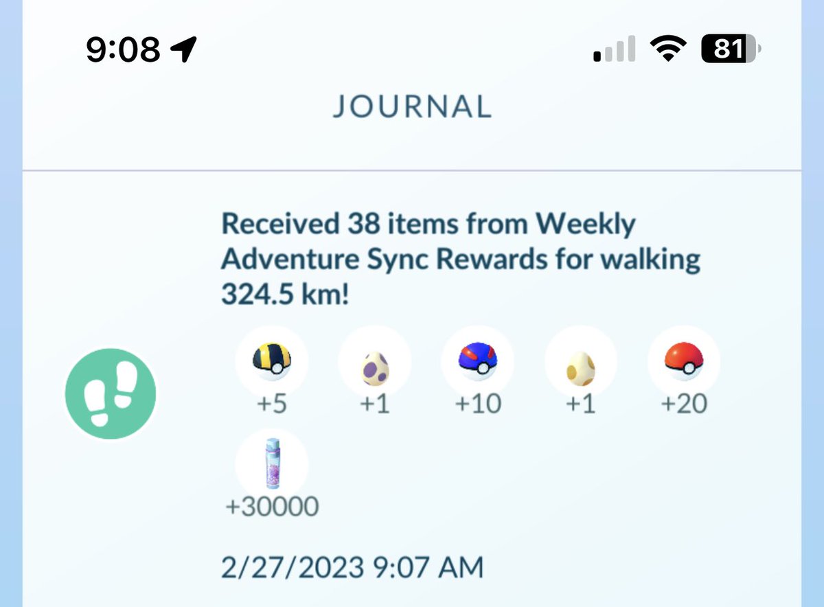 creativefunks's tweet image. Adventure sync rewards + 7 day catch streak stardust making it rain #PokemonGo