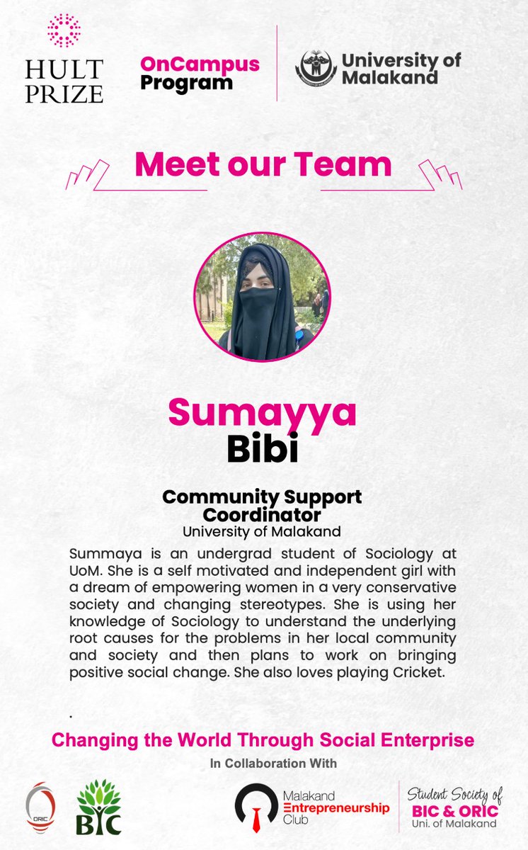 HultPrize8UoM's tweet image. Meet our team 
 Sumayya Bibi_Community support coordinator 
#OnCampusProgram #hultprize2023  #HultPrize8UoM #communitysupport