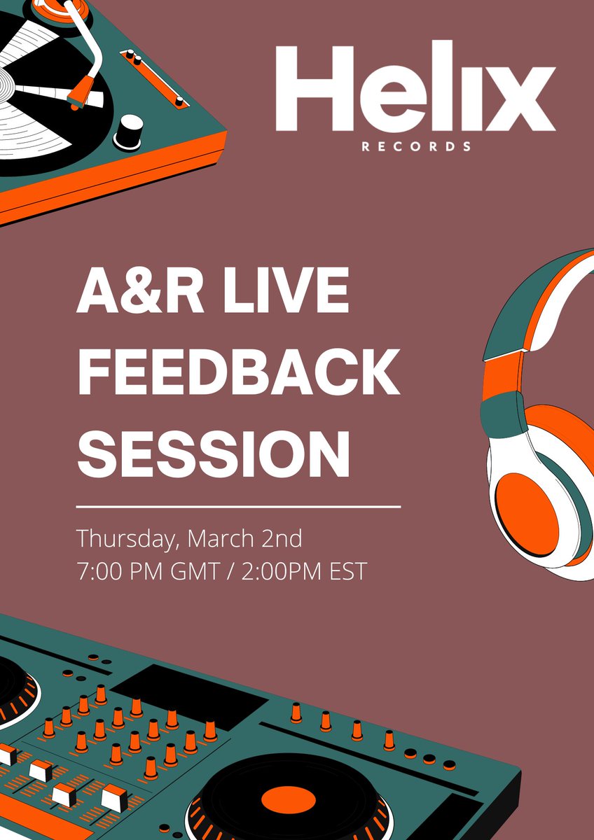 Are you an aspiring musician? 
Submit one of your tracks in our Discord and join our first A&amp;R live feedback session this Thursday 🎵
The Helix Records A&amp;R team in London will provide you with live professional feedback 📈
Find out more 👉🏻 discord.gg/helix-records