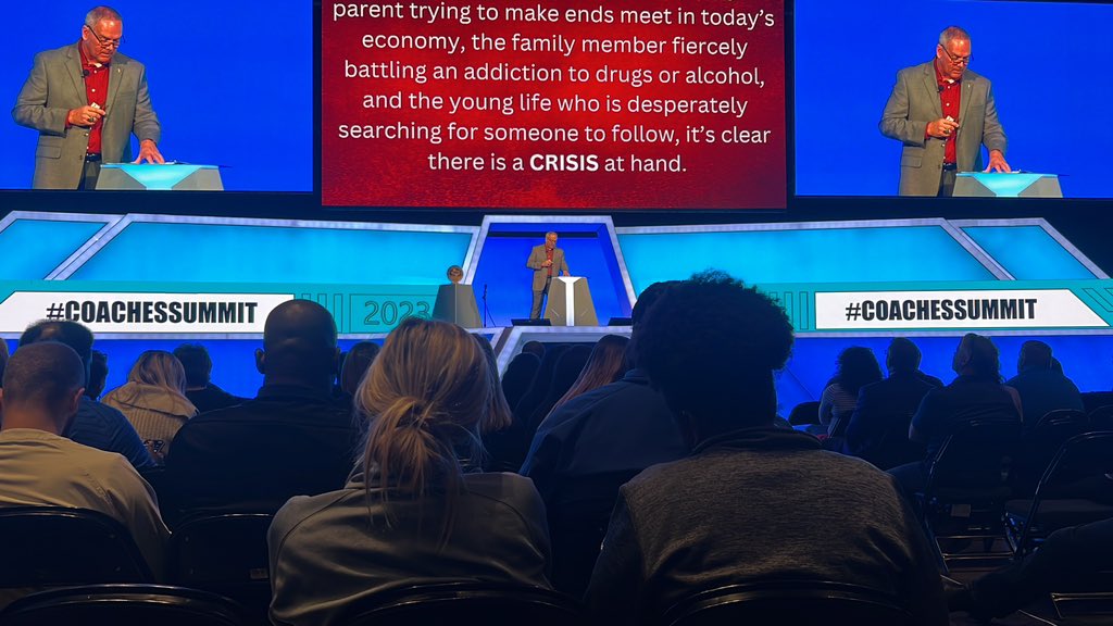 CoachABrooks's tweet photo. Letting this sink in… “When you are all said and done… when you stand before our good creator, who’ll he ask you how many state rings you have? No, but how many people you’ve impacted and have you brought honor and glory to God?” -Jeff Dixon #coachessummit @THSCAcoaches https://t.co/wCexpe9uEn