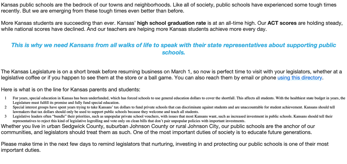 Most Kansans love their neighborhood schools. Let's #FullyFundSPED and reject the special interests who want to make Kansas taxpayers pay for private schools #ksleg #ksed
