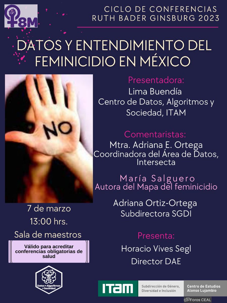 HVivesSegl's tweet photo. Rumbo al #8M 2023
#imperdibles de la @DAE_ITAM @ITAM_mx 
- Foro Feminicidio
- Mesa masculinidades
- @itam_teatro 
- @Eponiatowska en el #ITAM 
- Boletín Gabriela Mistral @_CCMGM 
Consulta cartelera de eventos
💚ℹ️👇
 @CentroLujambio https://t.co/CZRdMMkZXA
