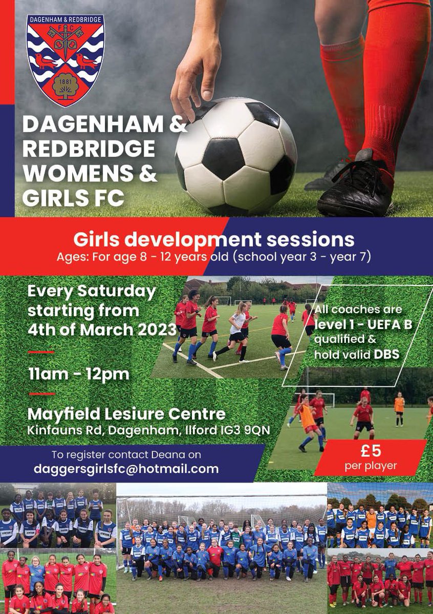Barkinggirlsfc's tweet photo. 🚨Girls Development Sessions🚨
❤️💙⚔️⚽️
📆Every Saturday starting this Saturday 04/03/23
🕘11-12pm
📍Mayfield Leisure Centre
#girlsfootball #football #girlsdevelopmentsessions #training #girlsdevelopment
@Dag_RedFC https://t.co/yLXjmjEmK3