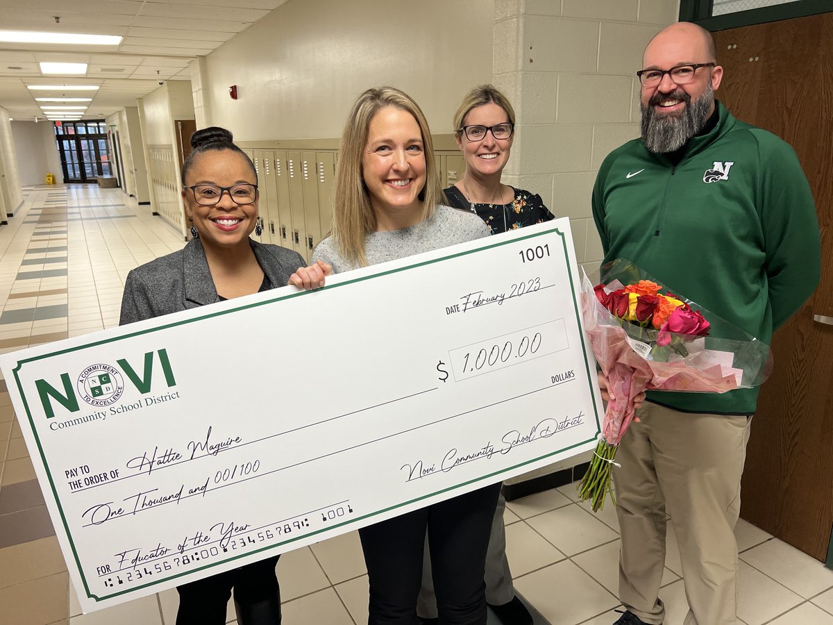 NCSD's tweet photo. Congrats to @TeacherHattie for being named NCSD High School Teacher of the Year. #NoviTogether #NoviPride https://t.co/14o5uvohbQ