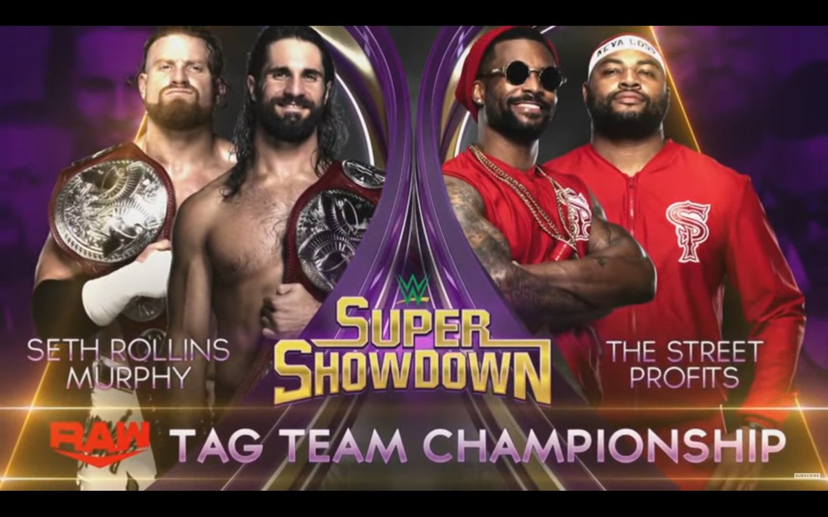 #TodayinWWEhistory 
February 27th 2020
WWE super showdown 
#WWERaw tag team championship 
@WWERollins & Murphy 
Vs
The street profits 
@MontezFordWWE & @AngeloDawkins https://t.co/UtfcKgH0Ie