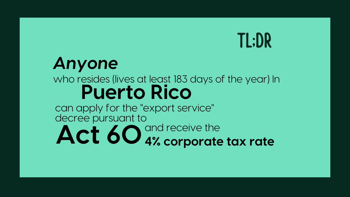 prblockchain1's tweet photo. Puerto Rico has provided guidance that staking as a service (SAAS) is an eligible export service under Act 60 and therefore eligible for the favorable tax treatment at 4%.
.
.
.
#PuertoRico #BUIDLHere #TaxIncentives #L60 #ExportService https://t.co/fgYyfSis1a