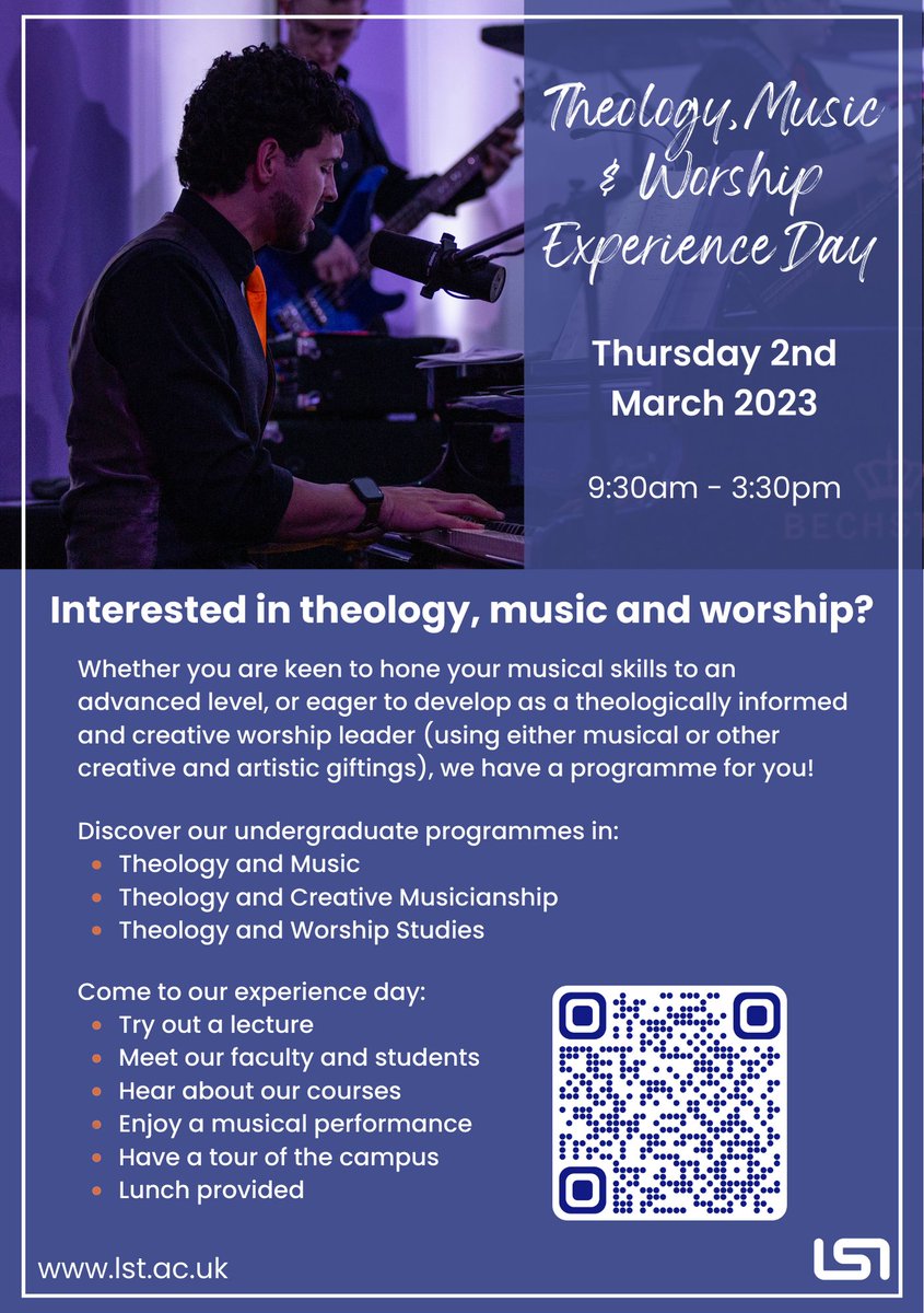 Come experience a day in our Theology, Music and Worship dept at LST! This Thursday!