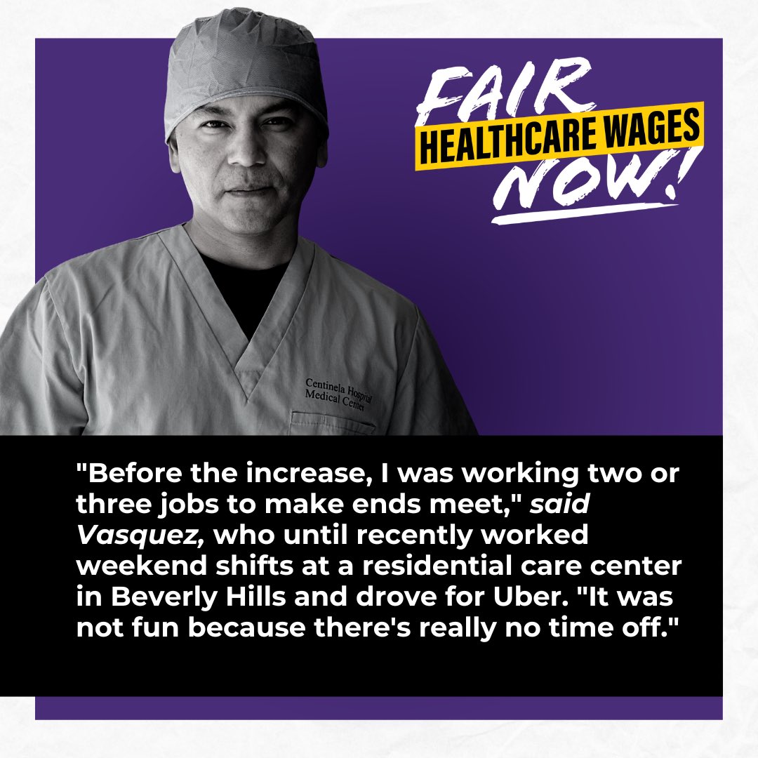 seiu_uhw's tweet photo. “Before the increase, I was working two or three jobs to make ends meet." -Byron Vazquez, a distribution technician at Centinela Hospital Medical Center. https://t.co/Ea0x8yecDM