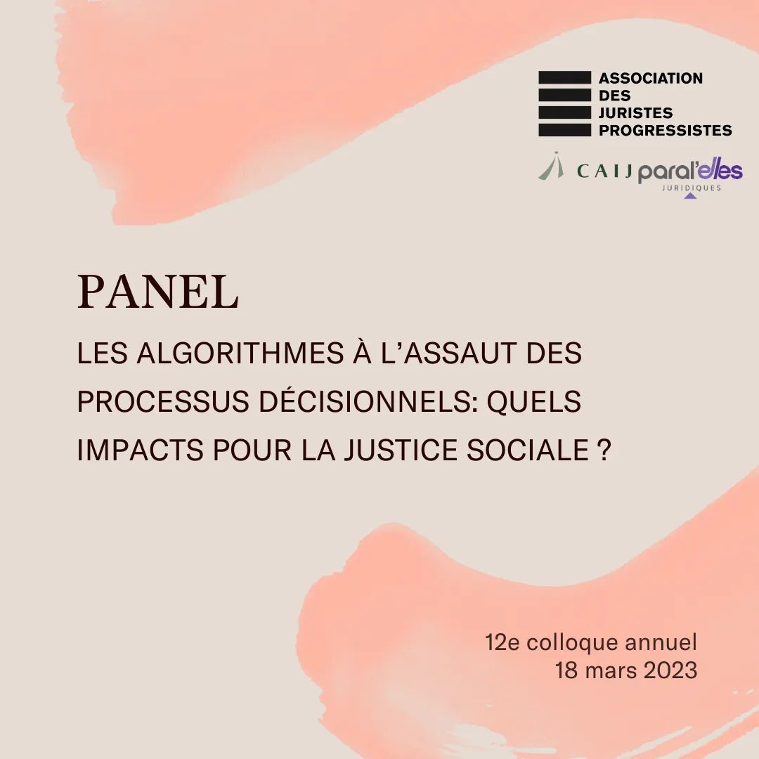 juriprogres's tweet photo. Nous vous présentons le dernier panel! 🥳️

Les #algorithmes à l’assaut des processus #décisionnels: Quels #impacts pour la justice sociale ?

Pour plus d'infos: https://t.co/Gwaijfvu6E

Pour acheter ton billet: https://t.co/lmN6OH3Mbf https://t.co/WJCFHtZNZ1