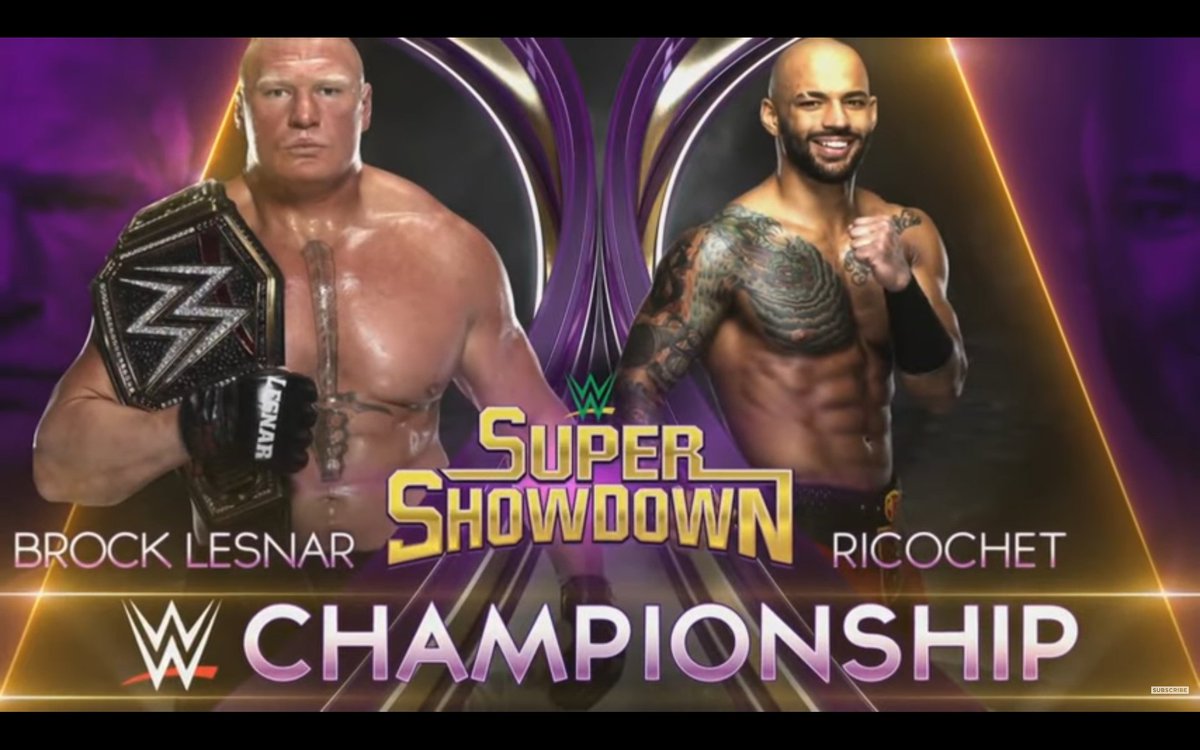 #TodayinWWEhistory 
February 27th 2020
WWE super showdown 
WWE championship 
@BrockLesnar Vs @KingRicochet https://t.co/l96nF8yhsI