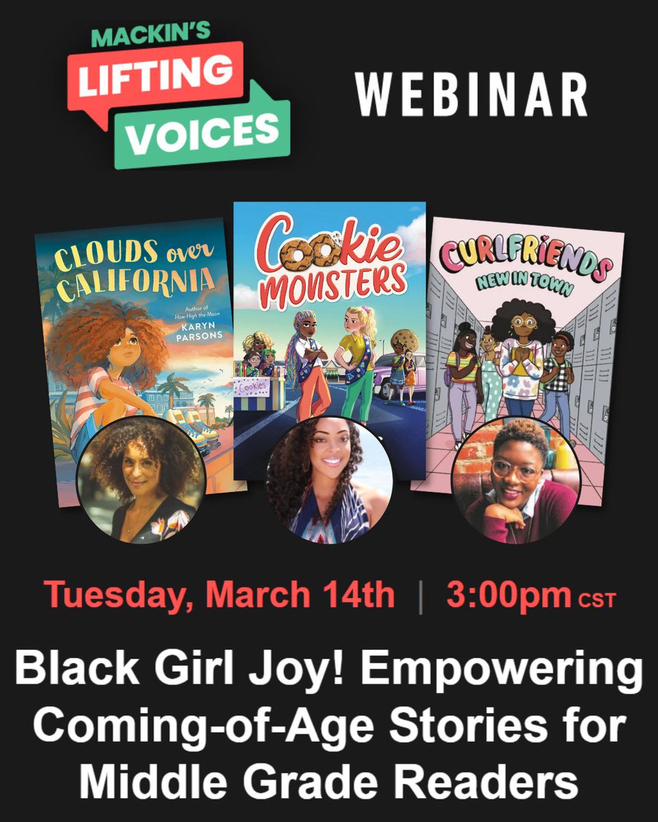 Join authors <a href="/Karyn_Parsons/">Karyn Parsons</a>, @erikajkendrick, and 
<a href="/coilyandcute/">Sharee  Miller</a> as they dive into the importance of telling stories that lean into joy and being proud of who you are! 📚 <a href="/HachetteUS/">Hachette Book Group</a> #EdWebinar #TLchat

🔗 buff.ly/3ICZdBv 
🗓️ Tuesday, March 14th
🕒 3:00pm CST