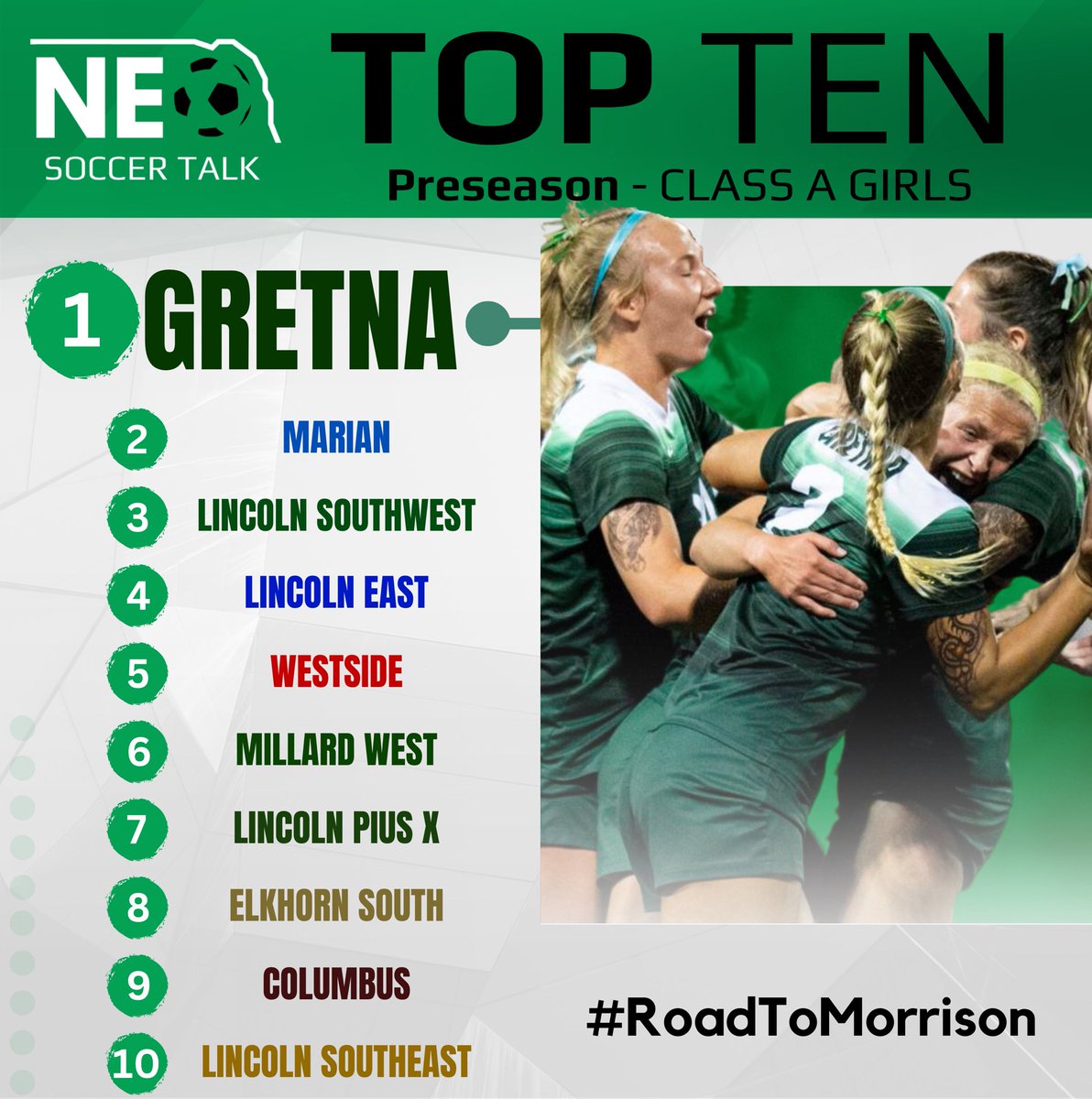 Class 🅰️ Girls Preseason Top 🔟 ‼️

Teams to watch: Millard North, Papio South, North Platte, Papio-LaVista

#nebpreps #RoadToMorrison