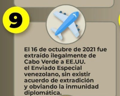 danielmendezp8's tweet photo. 9️⃣ O #16Out 2021 foi extraído ilegalmente d Cabo Verde para #EUA, Enviado Especial🇻🇪sem acordo d extradição e ignorando a imunidade diplomática.
🔟 Na ausência d provas, a Promotoria d Miami solicitou a retirada d 7 das 8 acusações contra o diplomata Saab
#AlexDiplomaciaEnPeligro https://t.co/DBNuHDDGSA