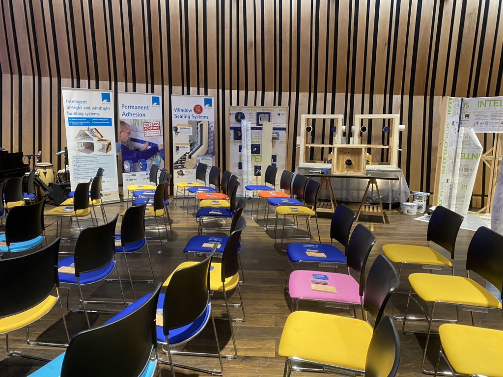 ecologicalbuild's tweet photo. All set up for tomorrow (28th Feb) for our joint event with @CAfStweets on Practical #Retrofit #Airtightness for Builders in Penrith #Cumbria Looking forward to welcoming delegates & talking all things #airtight #proclima https://t.co/amGqYV2g6m