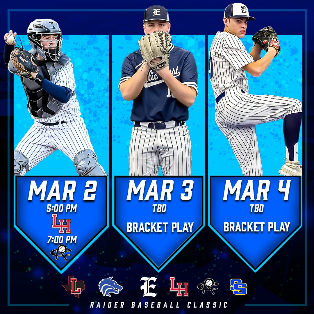 Raider Baseball Classic! All games are at HOME! Times will be released for Friday and Saturday based on Thursday's results. <a href="/WEABCBooster/">Wylie East Athletics Booster Club</a> <a href="/BarstoolWEHS/">Barstool Wylie East</a> <a href="/6ATxHSBaseball/">6ATxHSBaseball</a> <a href="/HunterFoster19/">Hunter Foster</a>