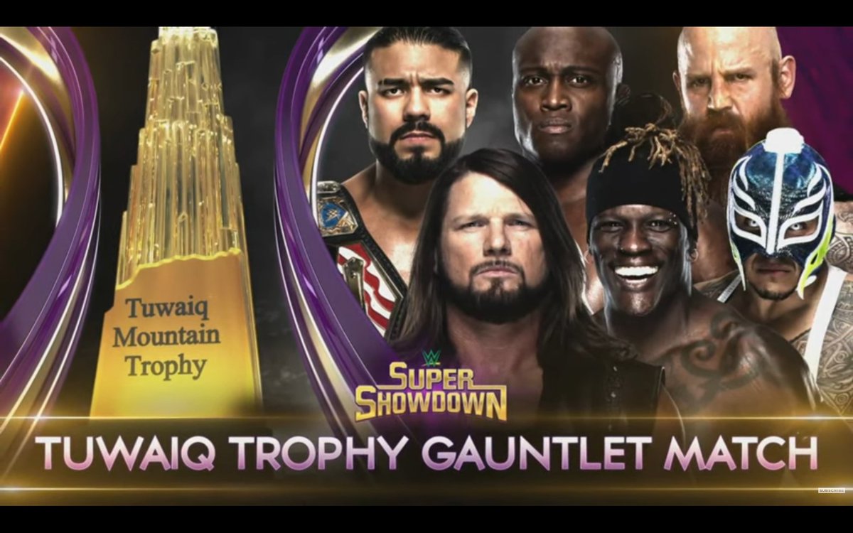 #TodayinWWEhistory 
February 27th 2020
WWE super showdown 
Tuwaiq trophy gauntlet match 
Andrade Vs @fightbobby Vs Erick rowan 
Vs @AJStylesOrg vs R-Truth vs @reymysterio vs the @undertaker https://t.co/CRLWy2xUmd