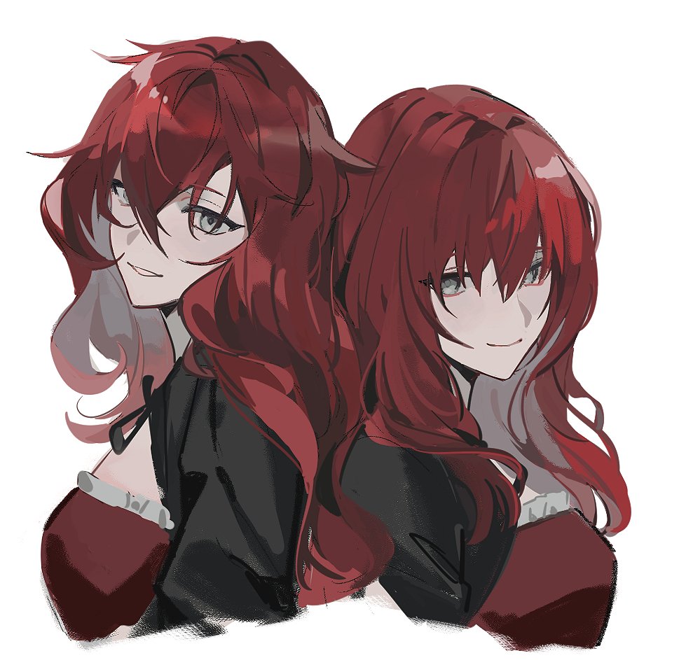 2girls multiple girls siblings sisters twins long hair smile  illustration images