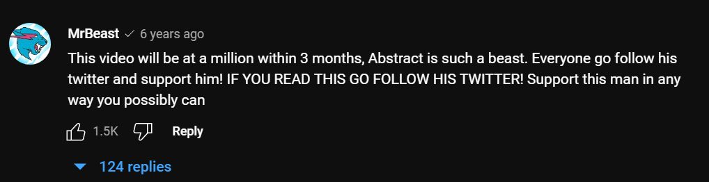 TheTrueAbstract's tweet photo. I have no idea how I missed this but shout out to @MrBeast for showing love all those years ago!!! Also…he was right https://t.co/341blT4b1q