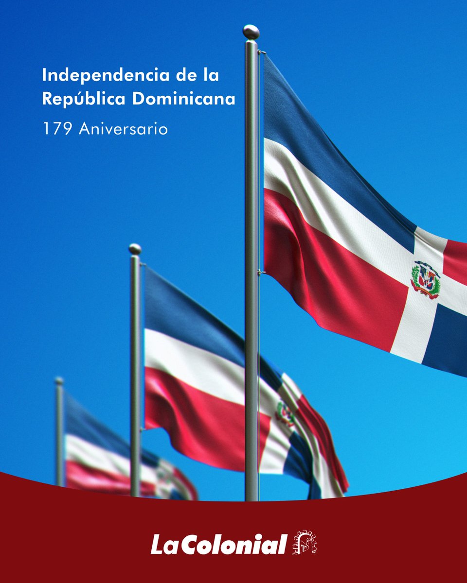Hoy conmemoramos el 179 aniversario de nuestra Independencia Nacional 🇩🇴.

#DíaDeLaIndependenciaNacional 💙🤍❤️
#CuidarNosMueve