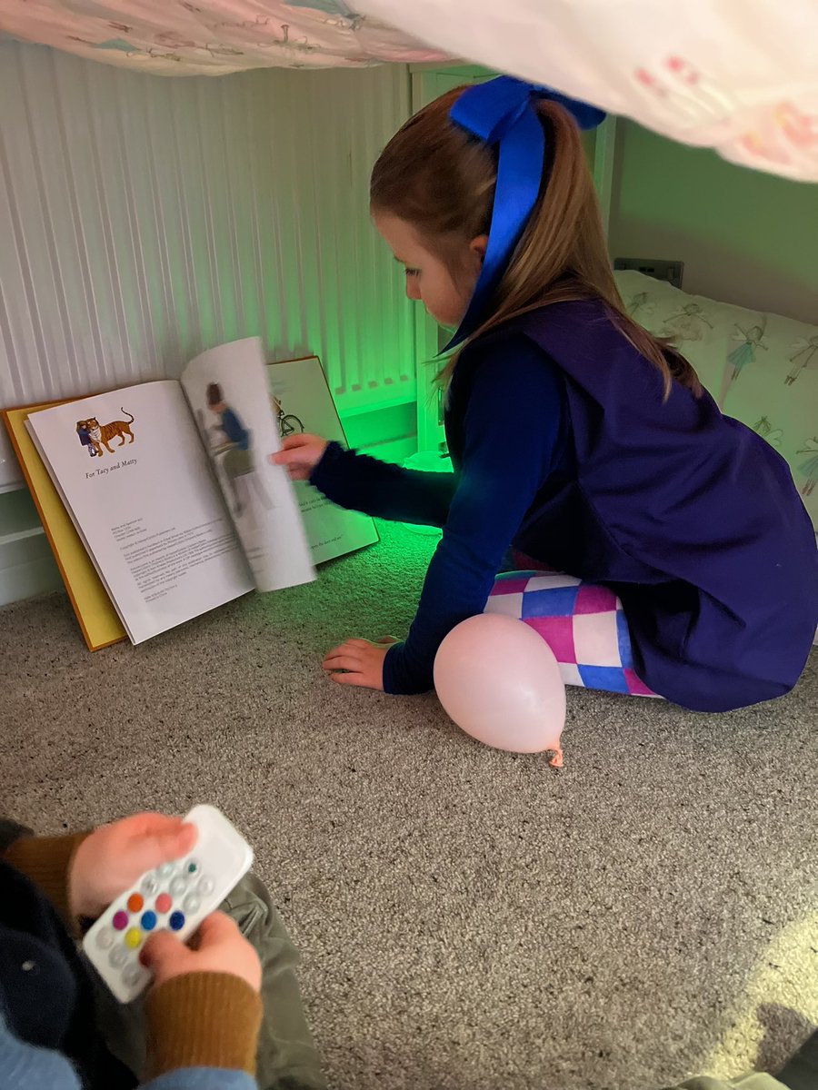 jennewsome's tweet photo. Looking forward to #WorldBookDay2023.
Reading a family favourite to her little brother. Dressed up as her favourite character and inside her den. #Rfp #thetigerwhocametotea #judithkerr @StMaryHighGreen https://t.co/Wsi8AO2ehG