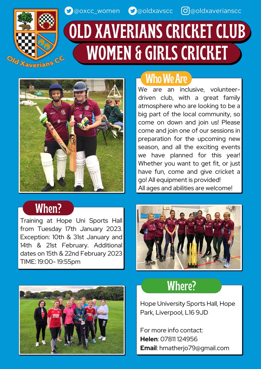 oldxavscc's tweet photo. Our W&amp;G section are training tonight! Always welcoming  new additions! 
The W&amp;G section have their annual indoor tournament with group games at the Firefit hub on Sunday 5th March! We wish them the best of luck! https://t.co/dJiVgstCBP