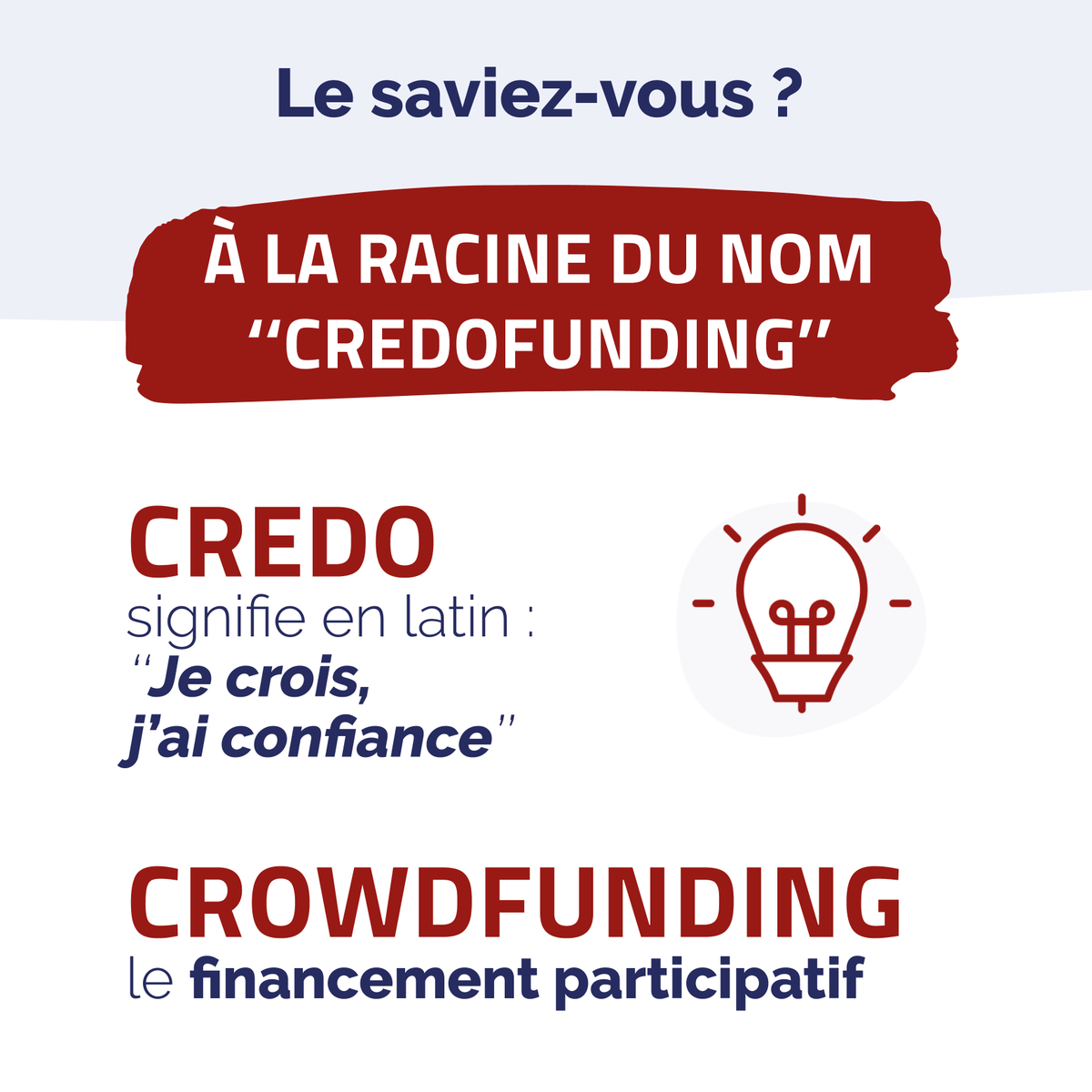 🤓 Le saviez-vous ? L'origine du nom ''CredoFunding"

Un nom qui reflète la solidité de nos projets ! Des projets dans lesquels chacun peut se fier ! Faisons confiance aux belles initiatives de la communauté chrétienne ! 🔥🔥🔥

Retrouvez-les sur :
credofunding.fr/fr